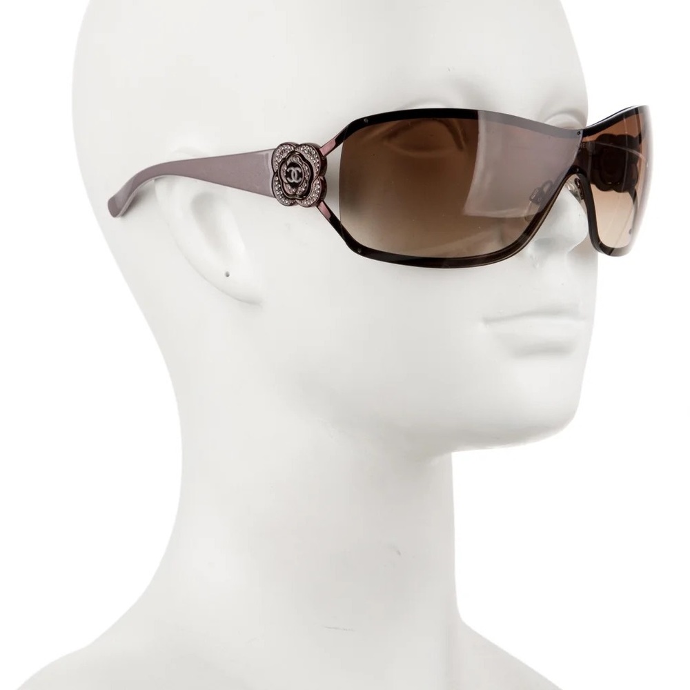 CHANEL Swarovski Pave Crystal Camellia CC Sunglasses 4164-B Bronze